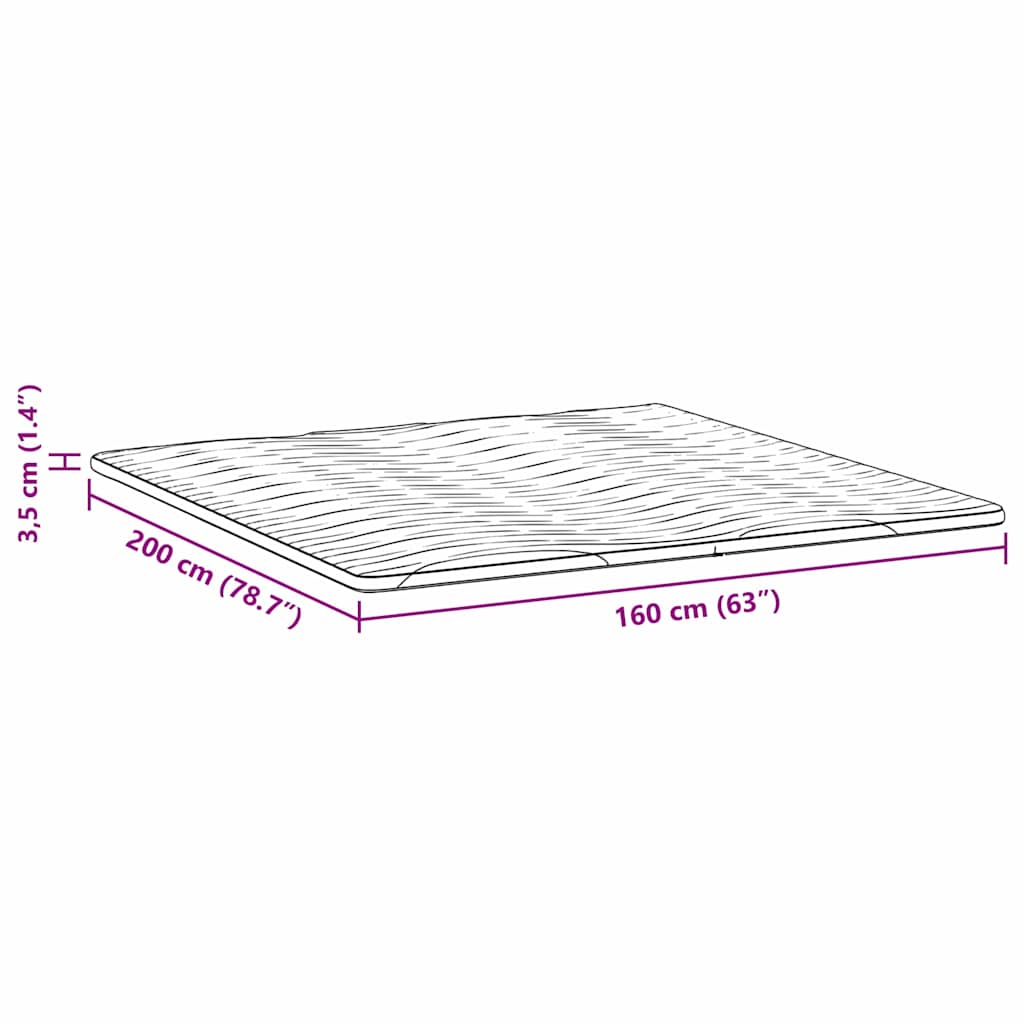 Mattress Topper White 160 x 200 cm Knitted Fabric
