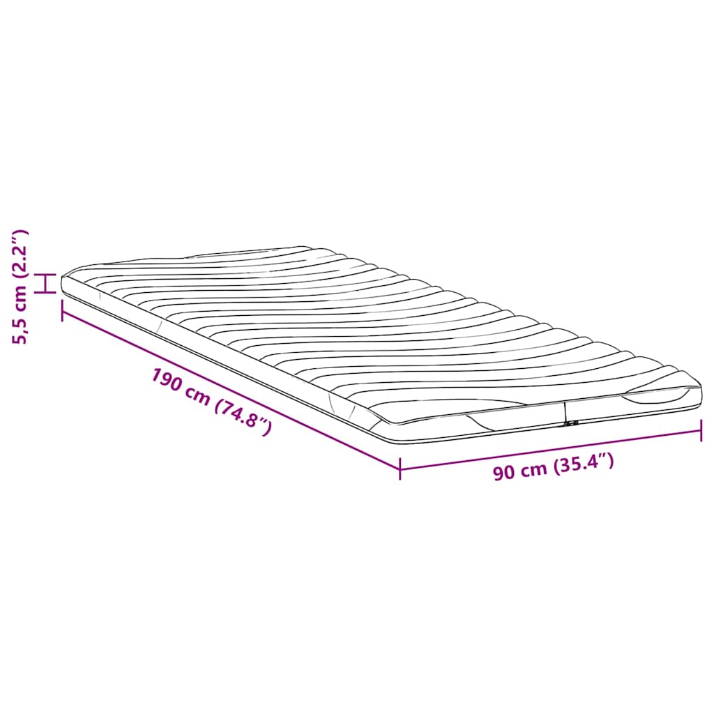 Mattress Topper White 90 x 190 cm Knitted Fabric