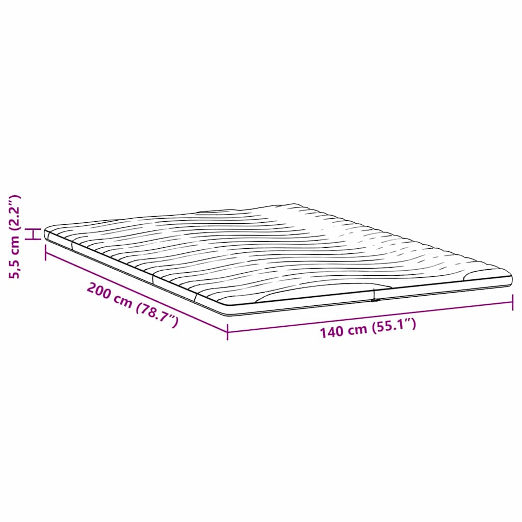 Mattress Topper White 140 x 200 cm Knitted Fabric