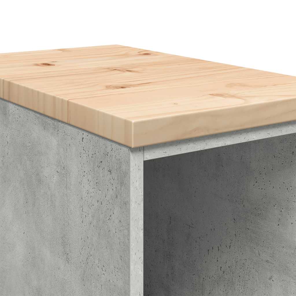 Garagen-Aufbewahrungsschrank Betongrau Massivholz Kiefer