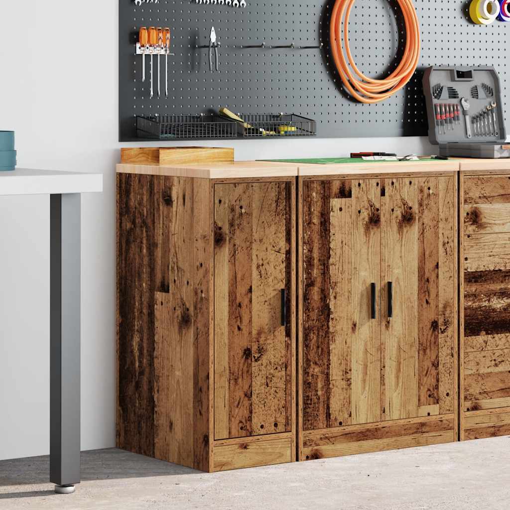 Garagen-Aufbewahrungsschrank Altholz-Optik Massivholz Kiefer