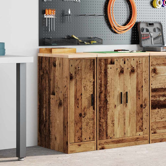 Garagen-Aufbewahrungsschrank Altholz-Optik Massivholz Kiefer