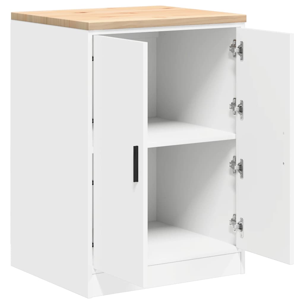 Garagen-Aufbewahrungsschrank Weiß 60x51x85 cm Massivholz Kiefer