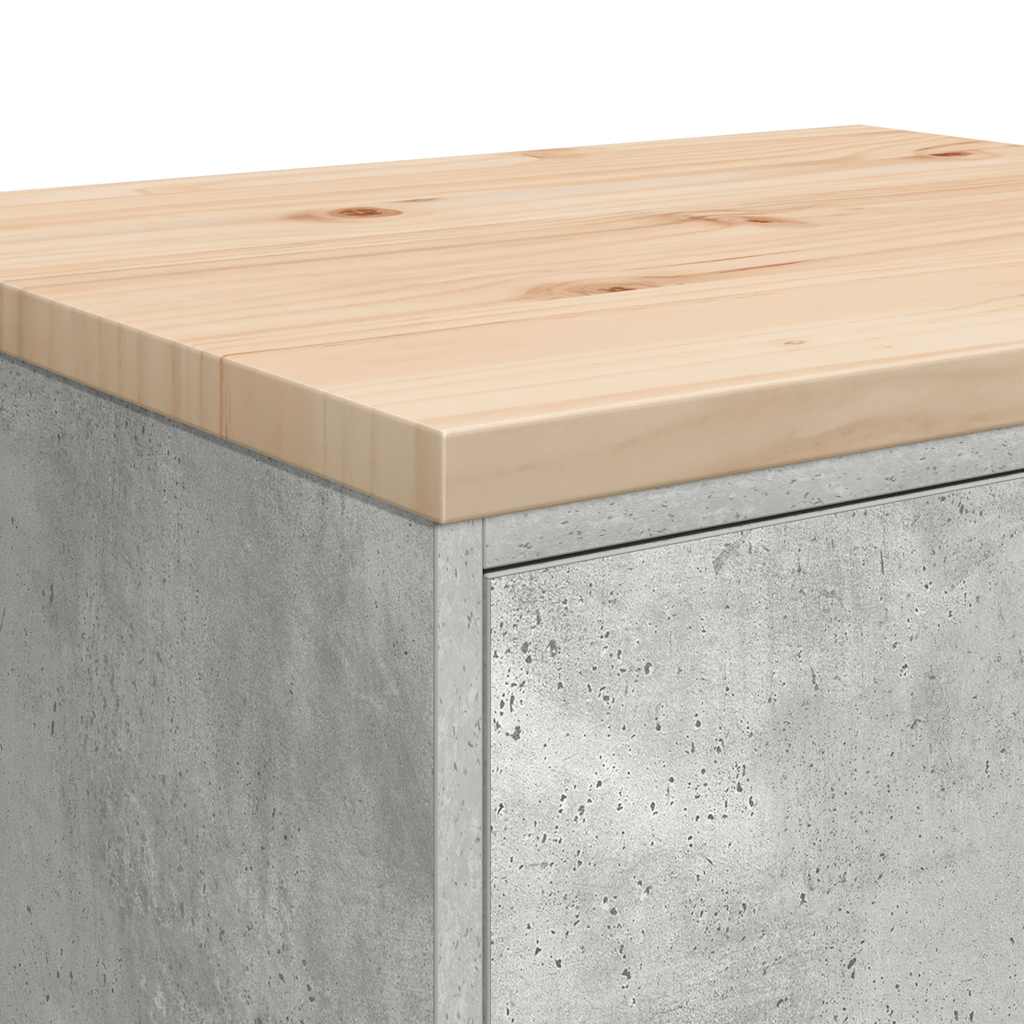 Garagen-Aufbewahrungsschrank Betongrau Massivholz Kiefer