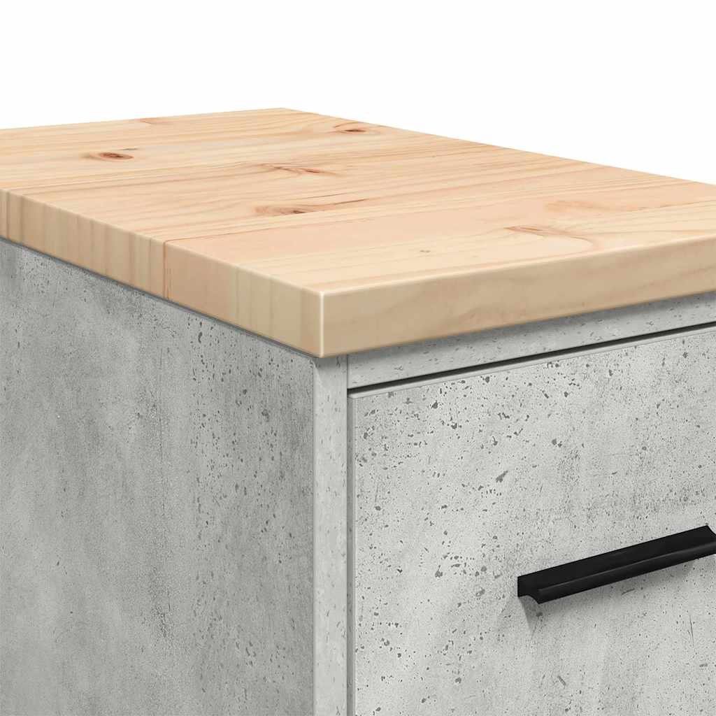 Garagen-Aufbewahrungsschrank Betongrau Massivholz Kiefer