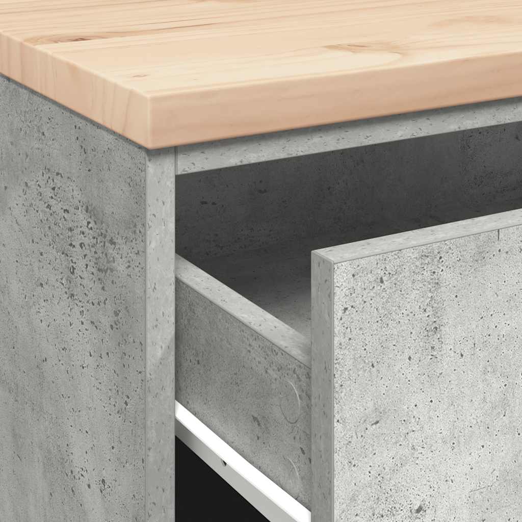 Garagen-Aufbewahrungsschrank Betongrau Massivholz Kiefer