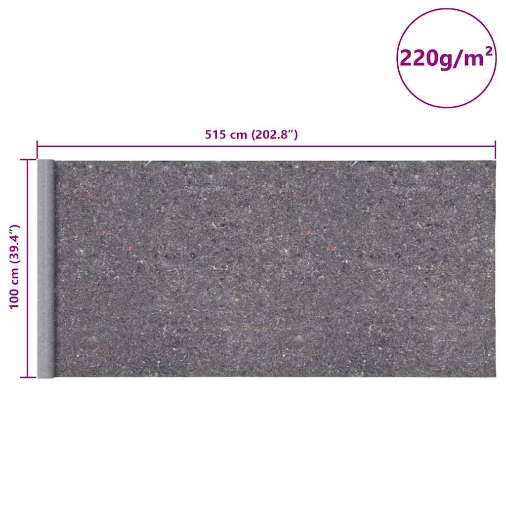 Feutre de protection antidérapant 5 m 220 g/m² gris