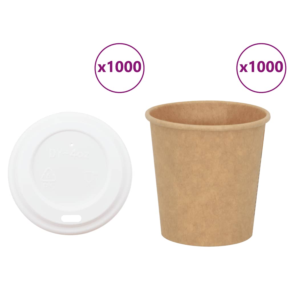Pappbecher mit Deckeln 1000 Stk. 4oz 100ml