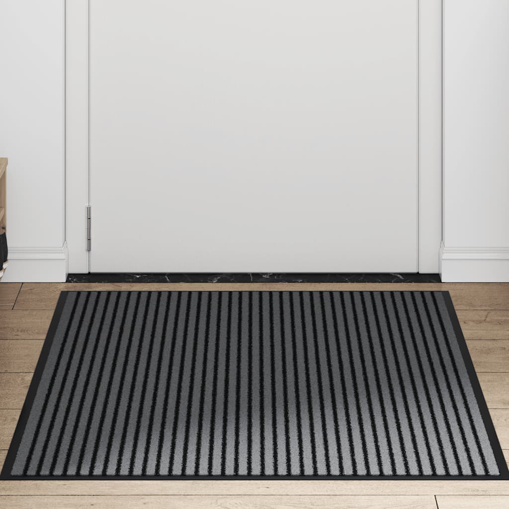 Paillasson à rayures noires et grises 90x120 cm