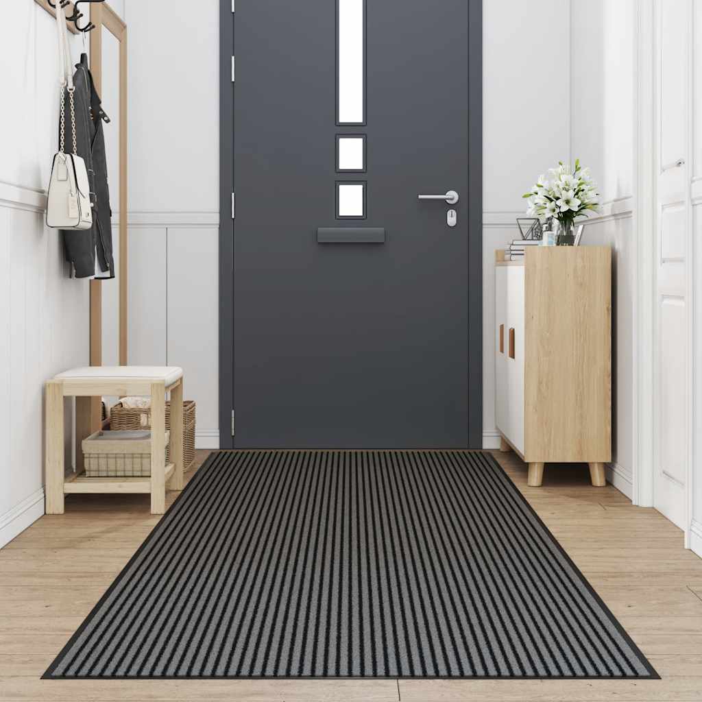 Doormat Stripes Black and Grey 115x400 cm