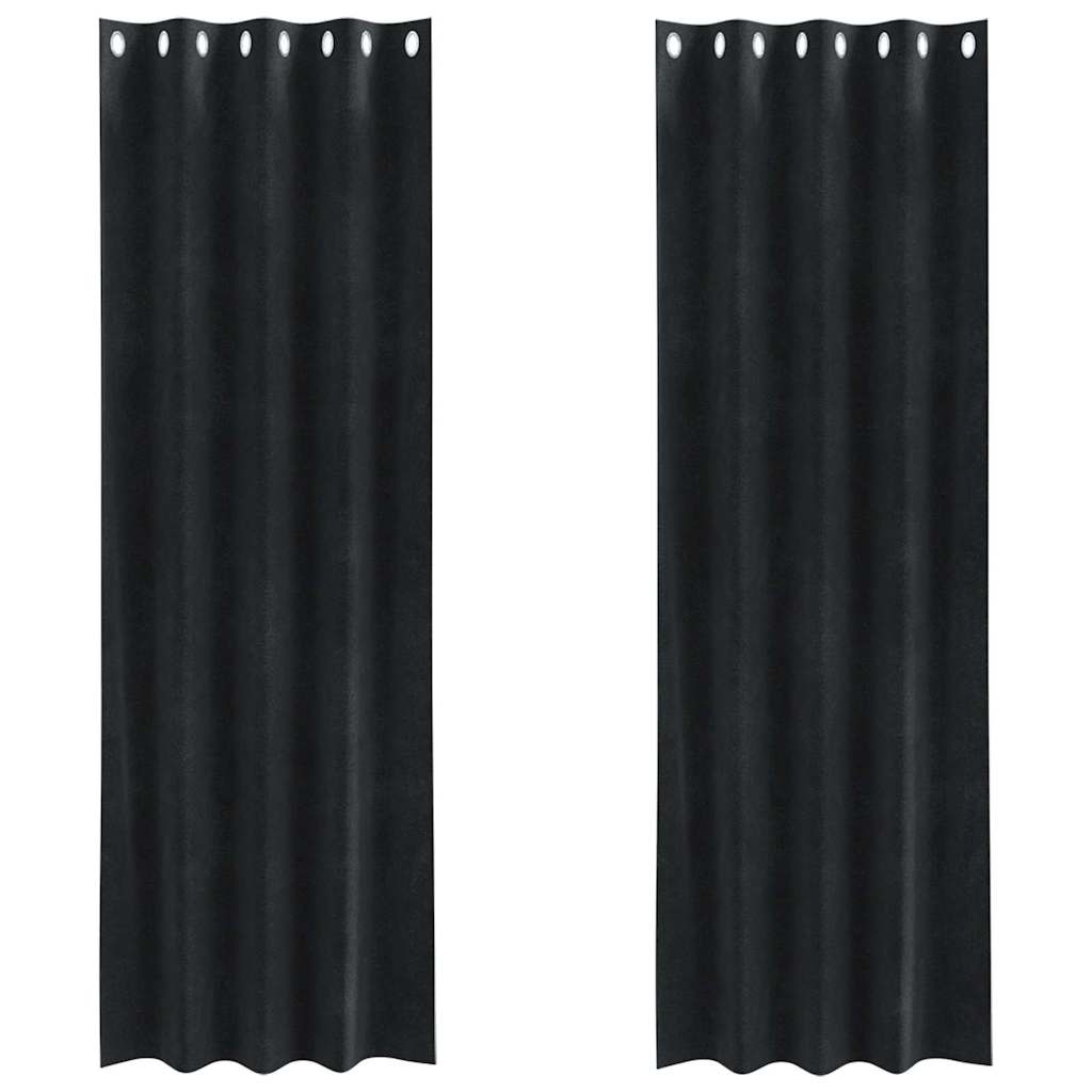 Rideaux occultants 2 pcs Noir 140 x 245 cm Velours