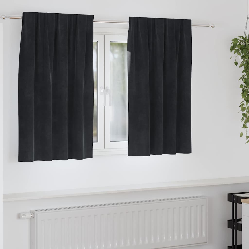 Rideaux occultants 2 pcs Noir 140 x 140 cm Velours