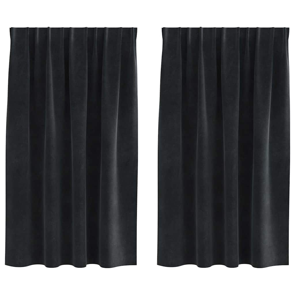 Rideaux occultants 2 pcs Noir 140 x 140 cm Velours