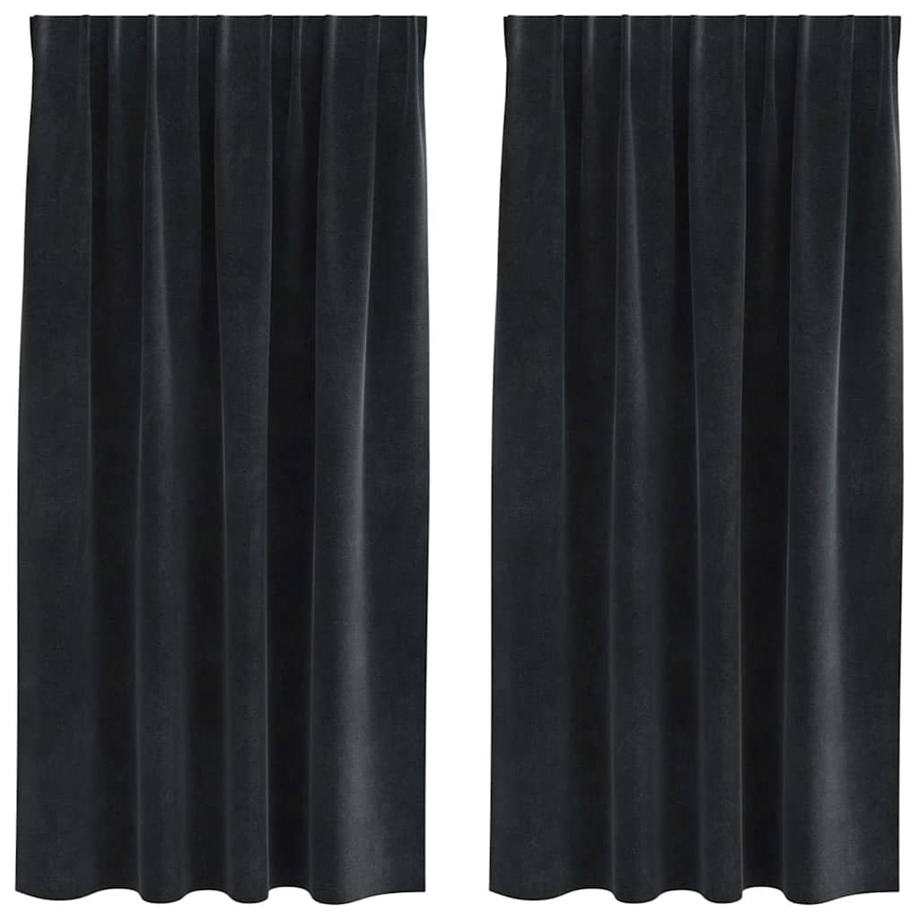 Rideaux occultants 2 pcs Noir 140 x 175 cm Velours