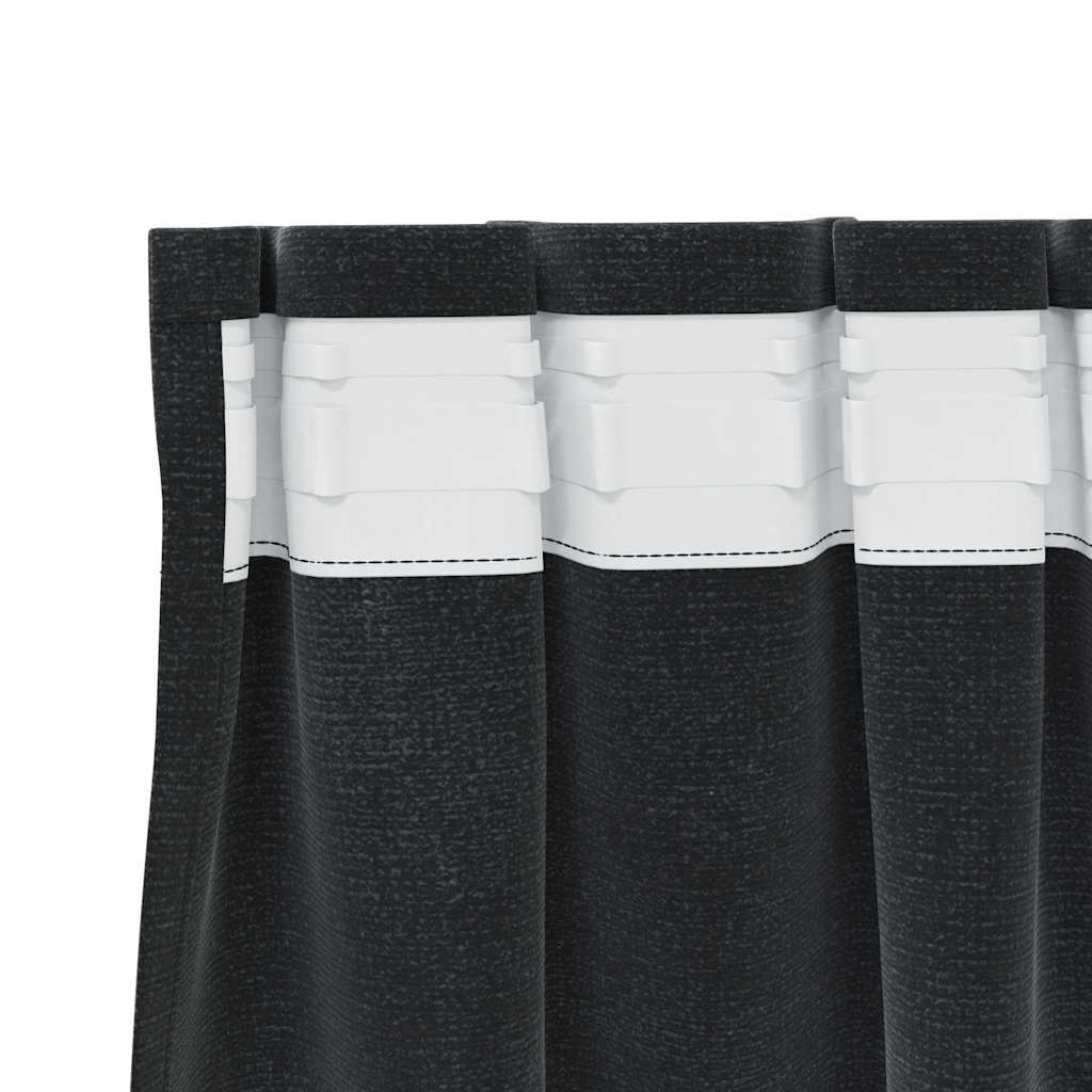 Rideaux occultants 2 pcs Noir 140 x 260 cm Velours