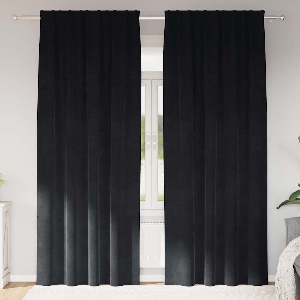 Rideaux occultants 2 pcs Noir 140 x 260 cm Velours