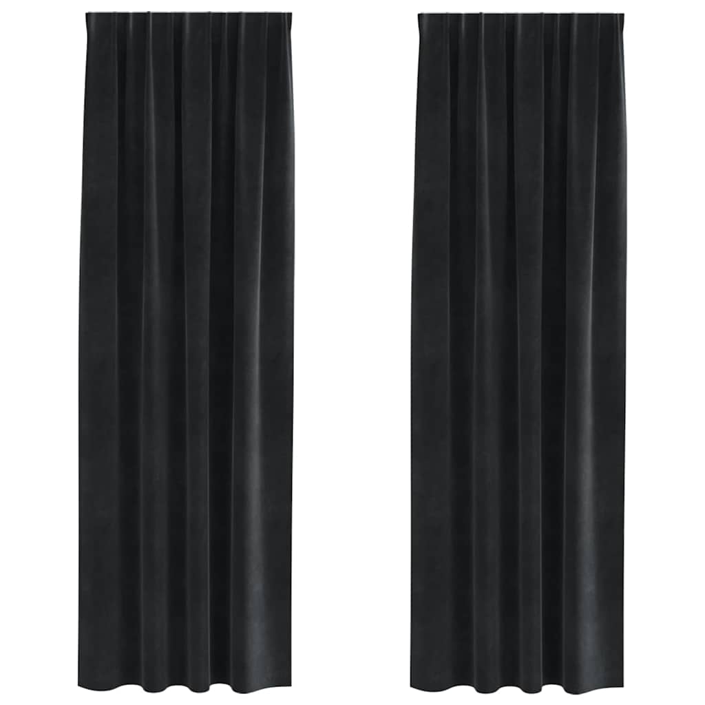 Rideaux occultants 2 pcs Noir 140 x 260 cm Velours