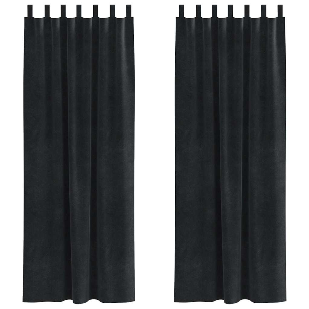 Rideaux occultants 2 pcs Noir 140 x 260 cm Velours