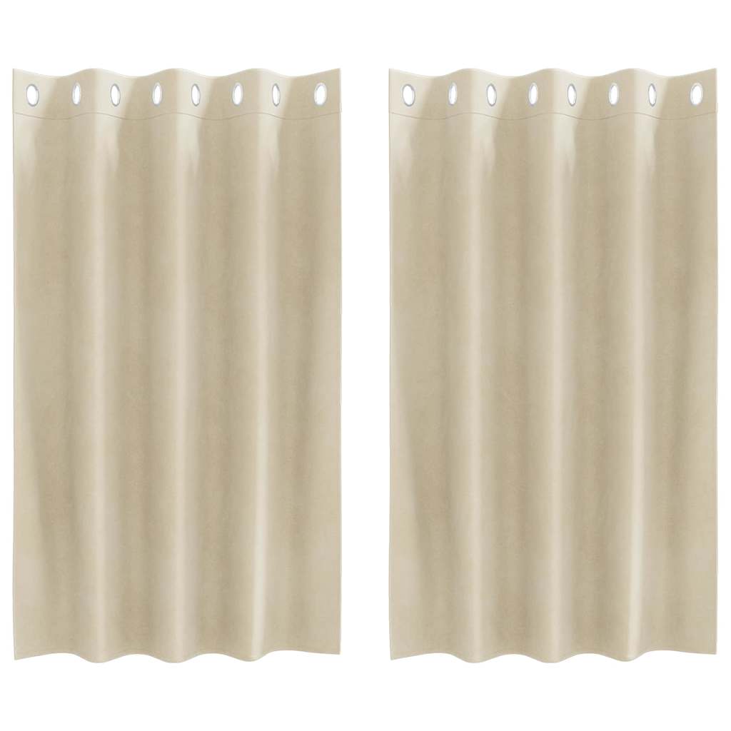 Blackout Curtains 2 pcs Cream 140 x 140 cm Velvet