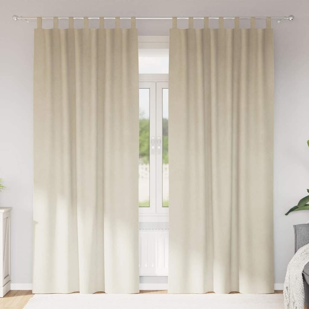 Blackout Curtains 2 pcs Cream 140 x 245 cm Velvet