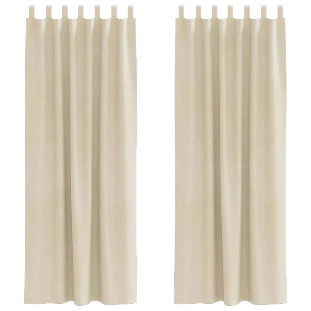 Blackout Curtains 2 pcs Cream 140 x 245 cm Velvet