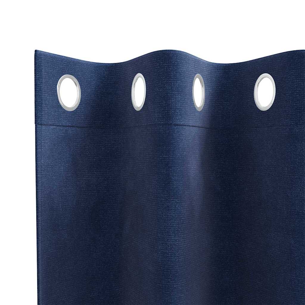 Rideaux occultants 2 pcs Bleu foncé 140 x 140 cm Velours
