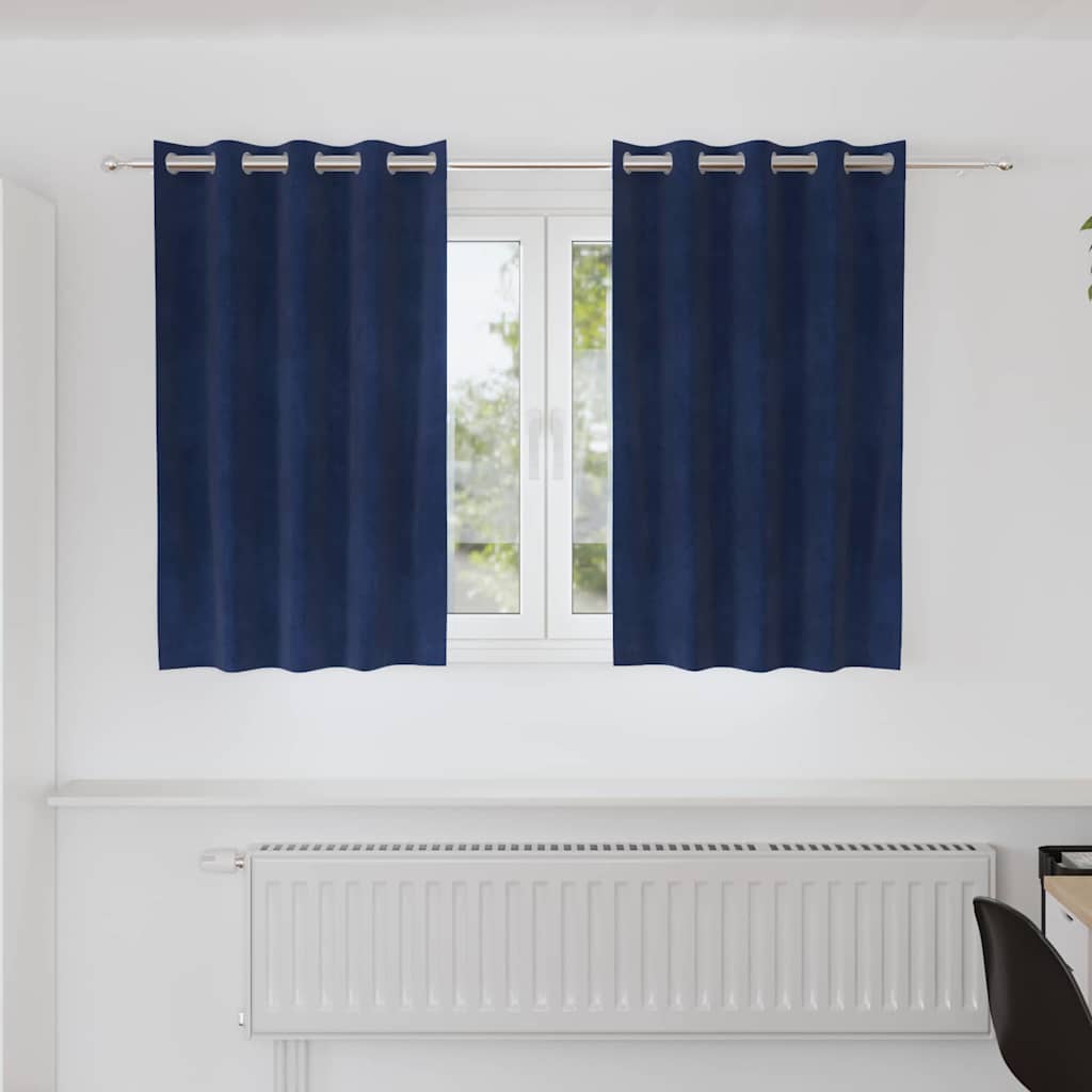 Rideaux occultants 2 pcs Bleu foncé 140 x 140 cm Velours