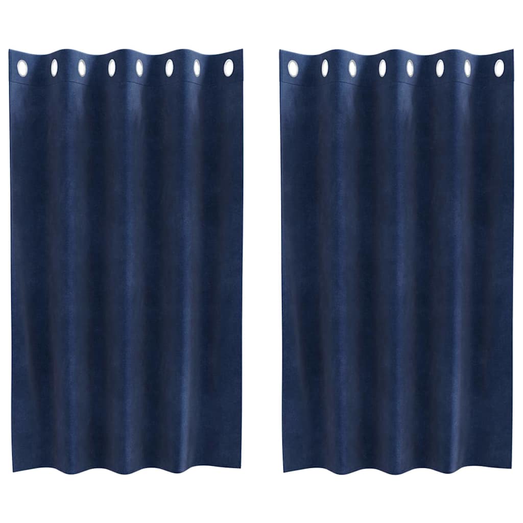 Rideaux occultants 2 pcs Bleu foncé 140 x 140 cm Velours