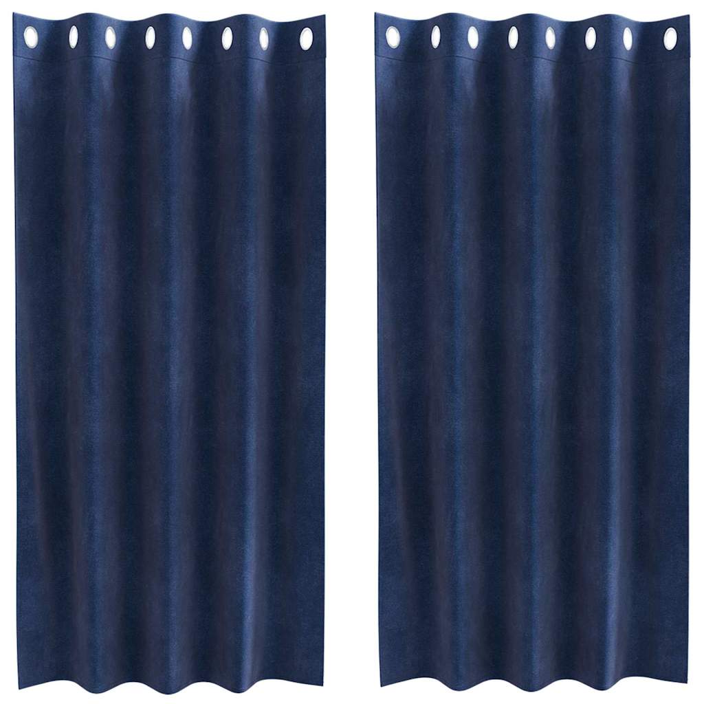 Rideaux occultants 2 pcs Bleu foncé 140 x 175 cm Velours