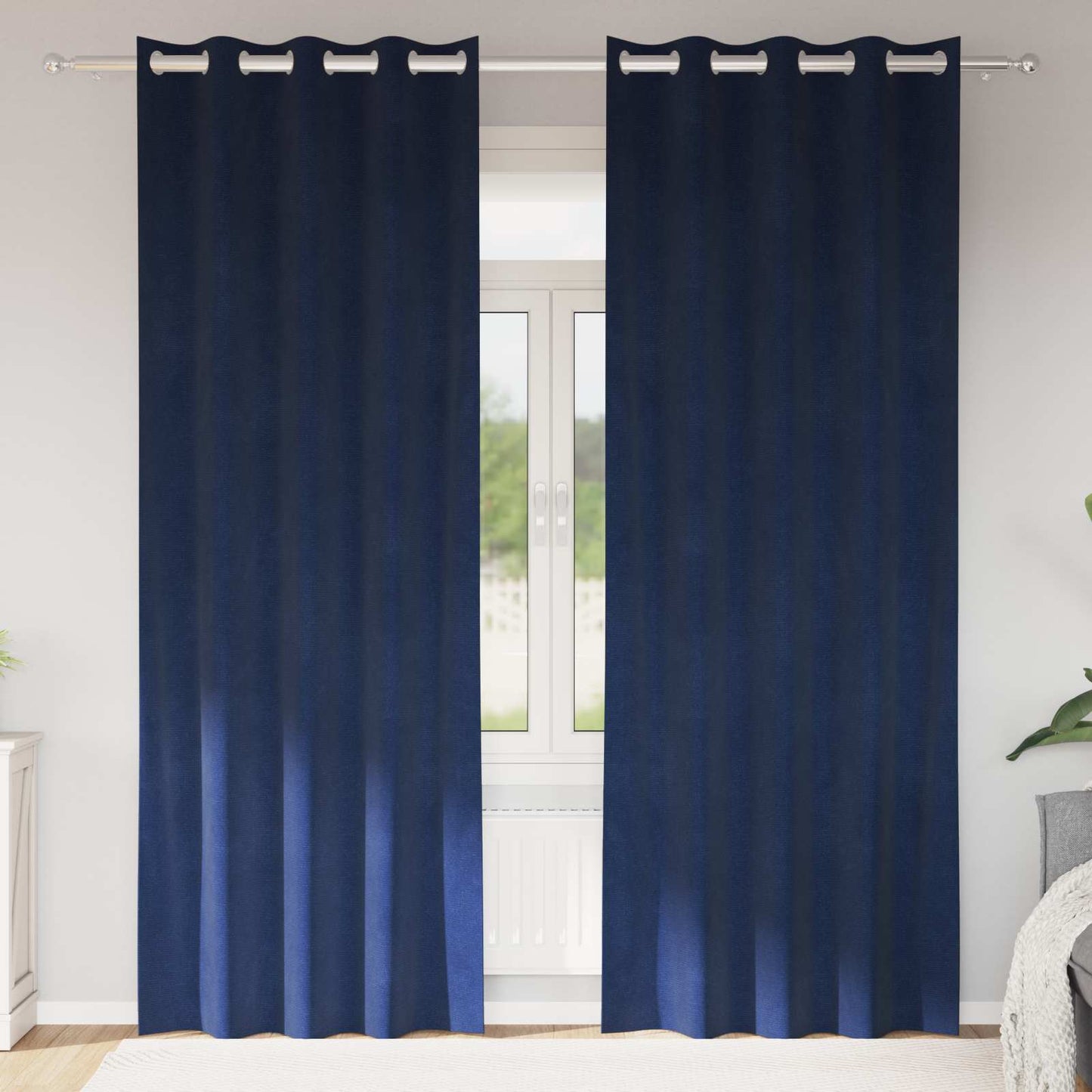 Rideaux occultants 2 pièces bleu foncé 140 x 225 cm velours