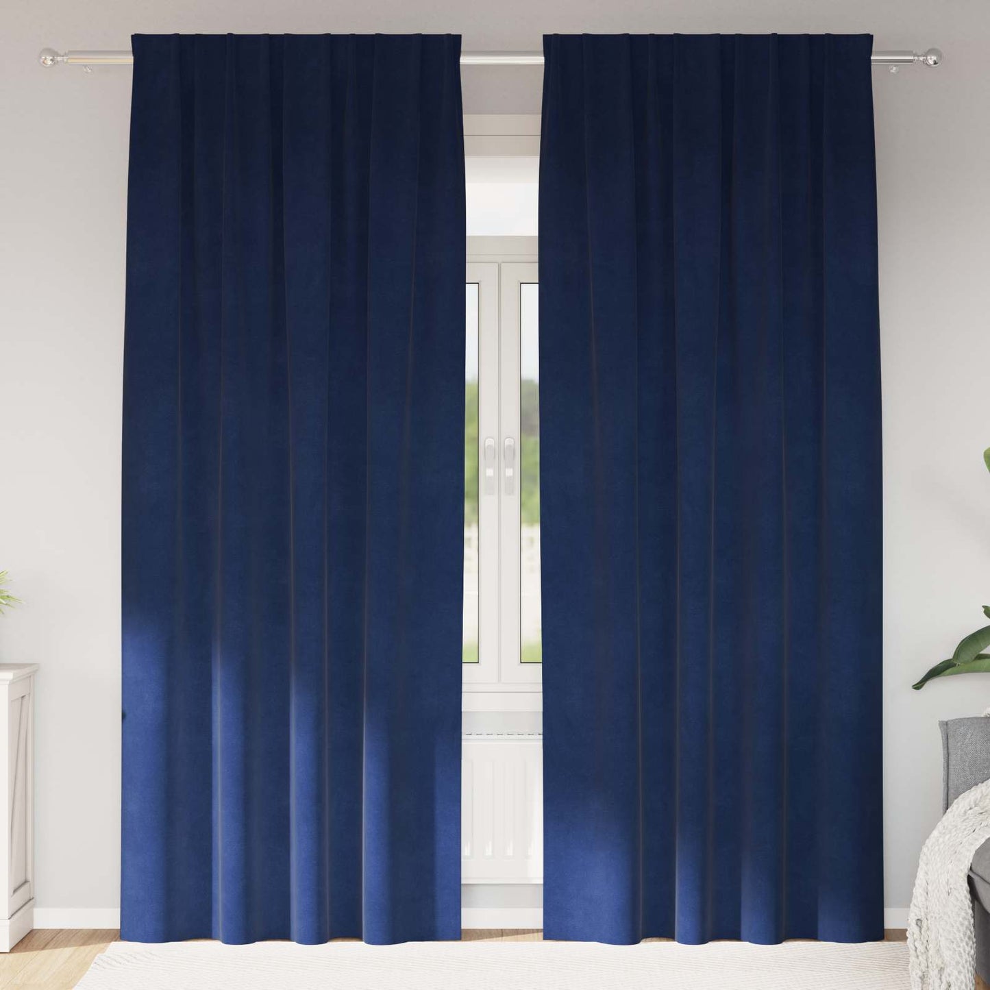Rideaux occultants 2 pcs Bleu foncé 140 x 260 cm Velours