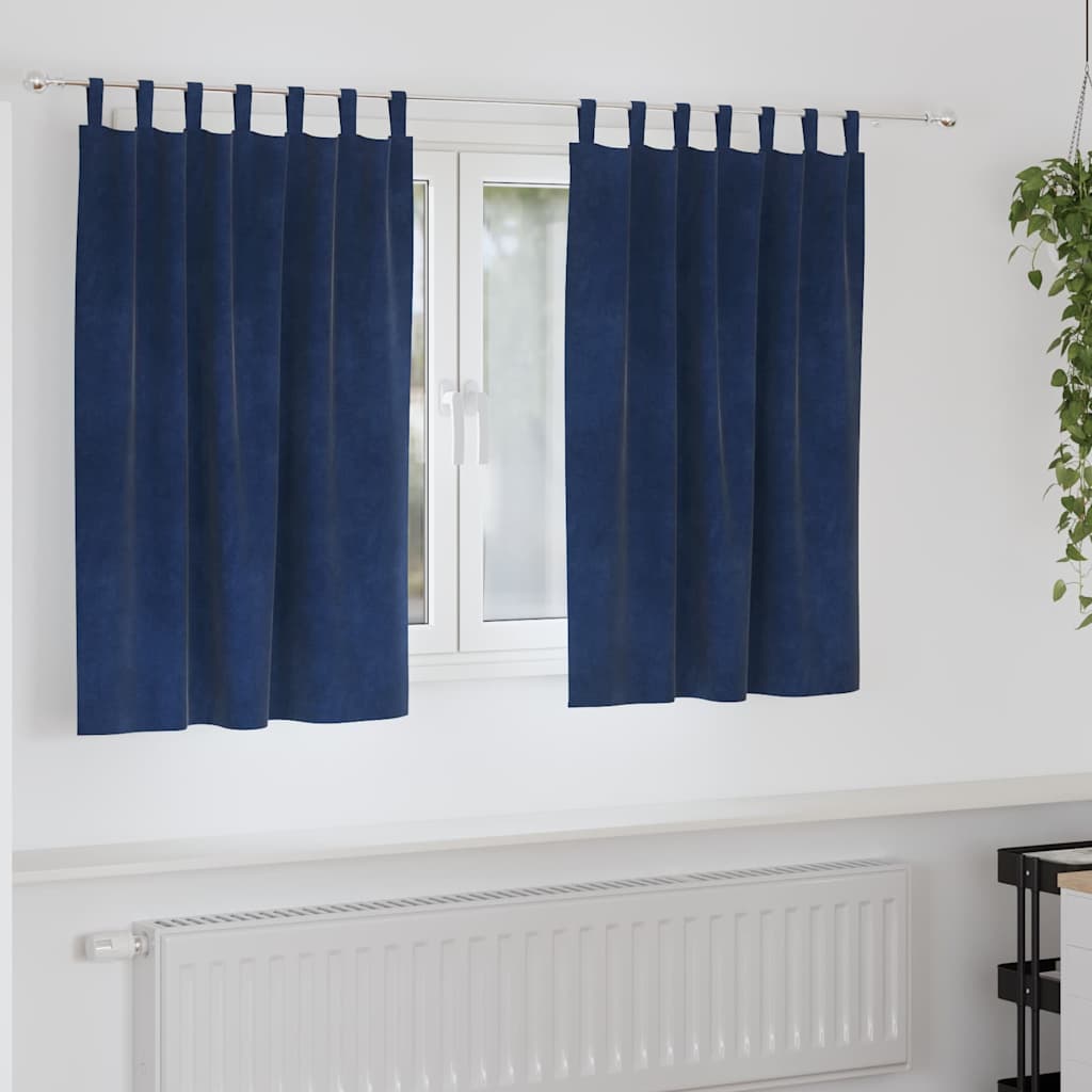 Verdunkelungsvorhänge 2 pcs Dunkelblau 140 x 140 cm Samt