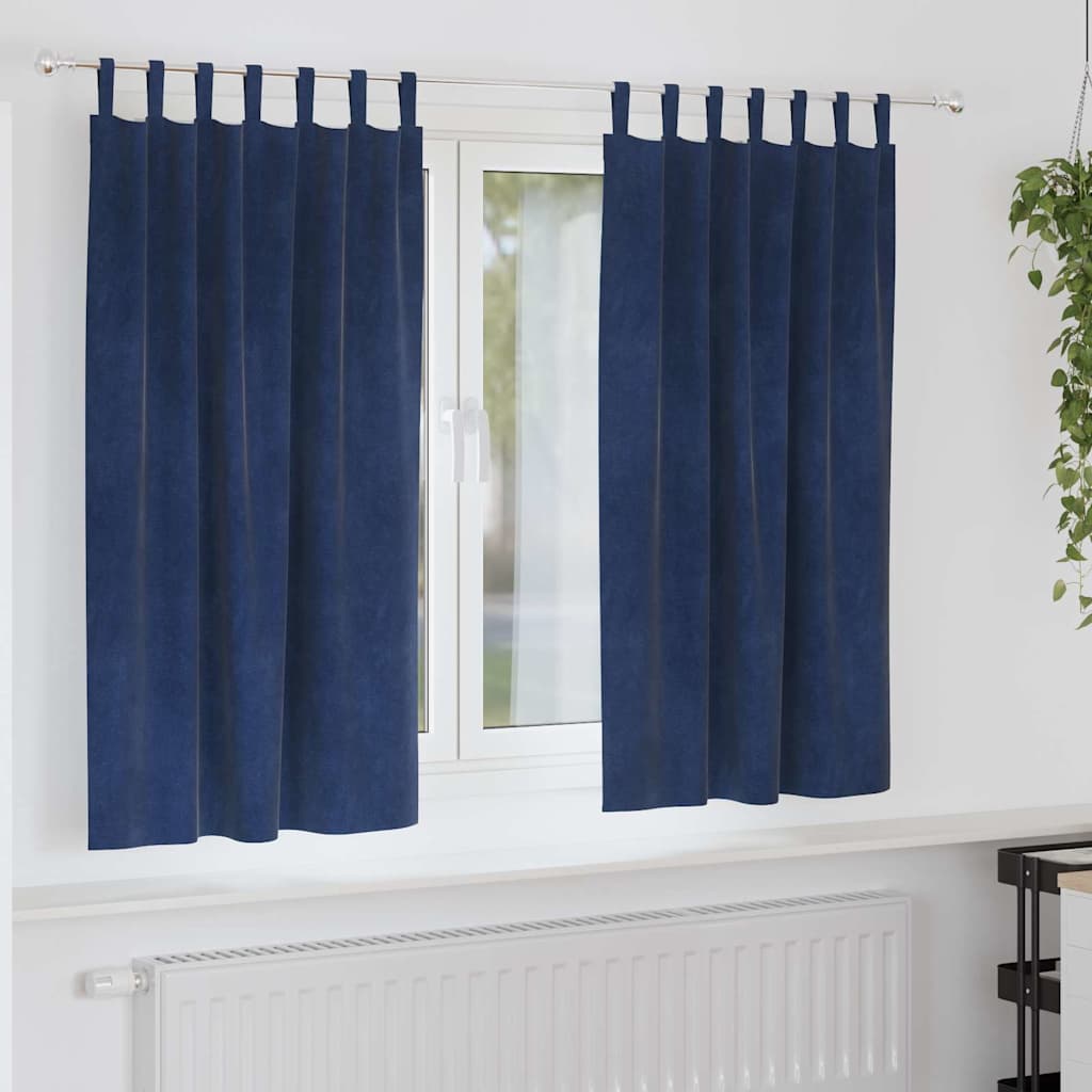 Rideaux occultants 2 pcs Bleu foncé 140 x 175 cm Velours