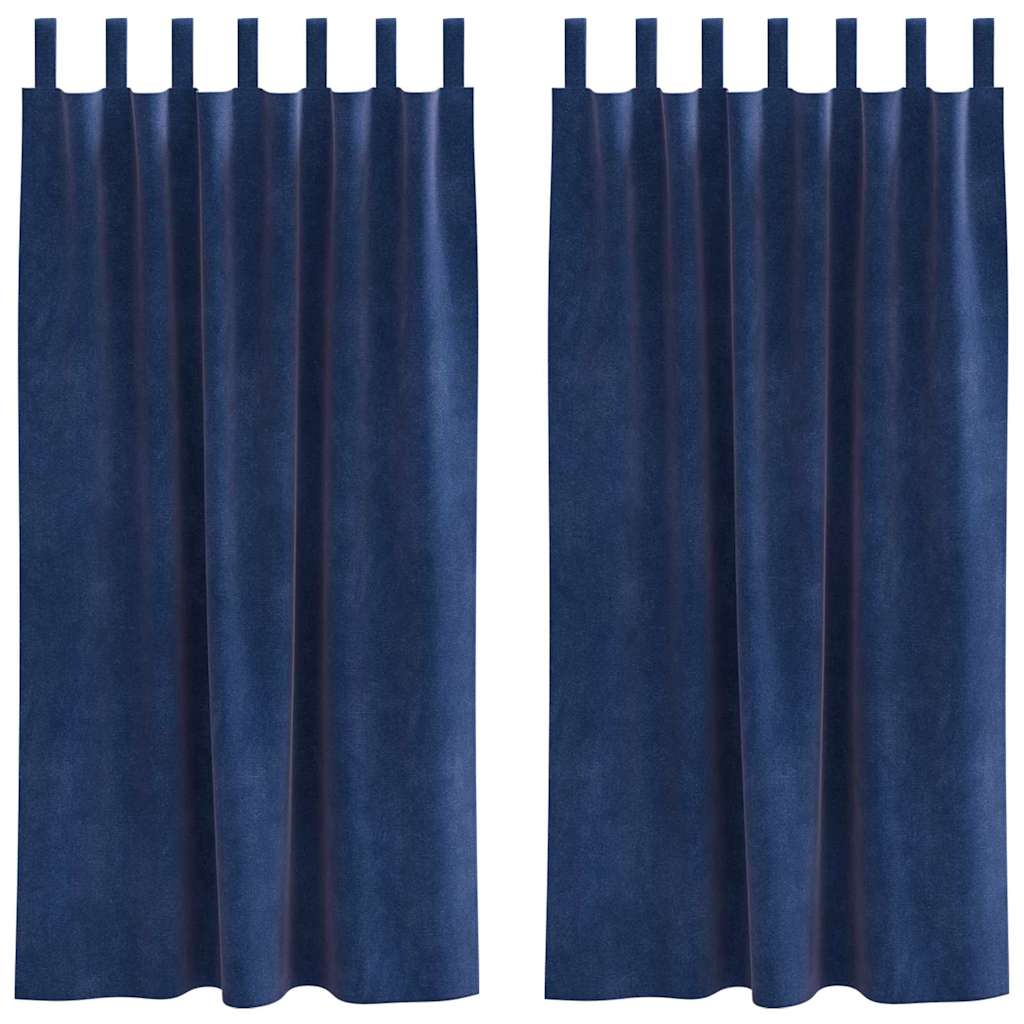 Rideaux occultants 2 pcs Bleu foncé 140 x 175 cm Velours