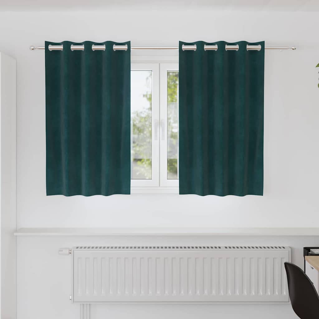 Rideaux occultants 2 pcs Vert foncé 140 x 140 cm Velours