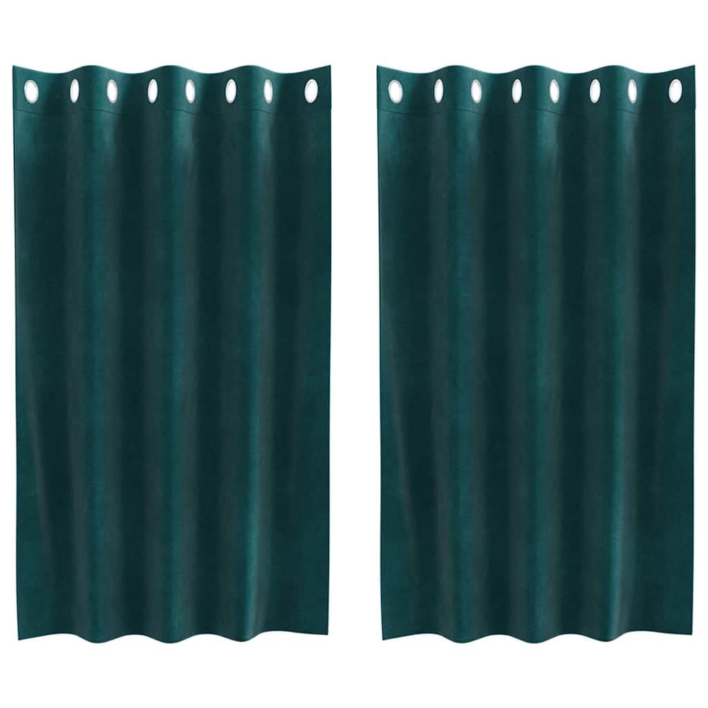 Rideaux occultants 2 pcs Vert foncé 140 x 140 cm Velours