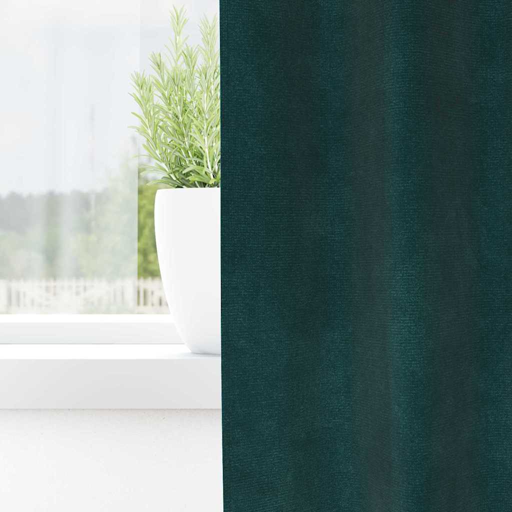 Rideaux occultants 2 pcs Vert foncé 140 x 225 cm Velours