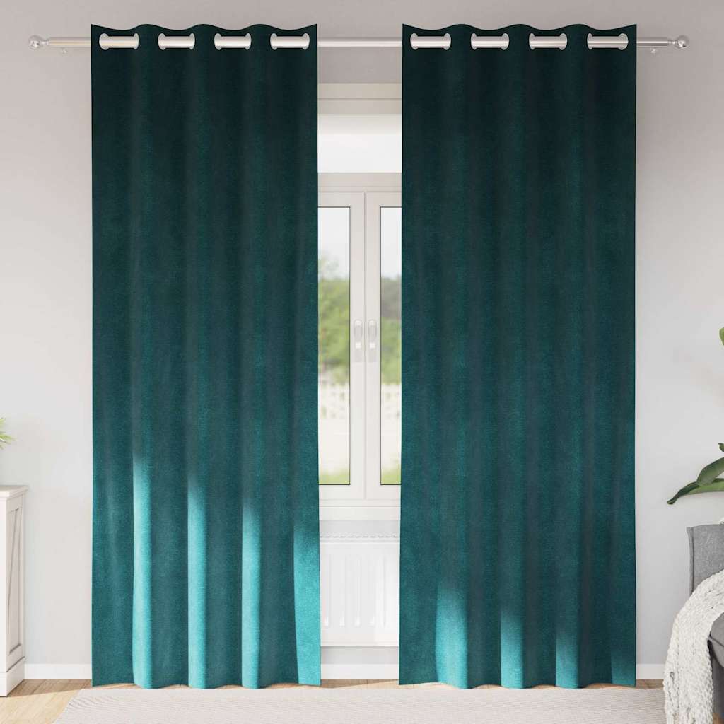 Rideaux occultants 2 pcs Vert foncé 140 x 225 cm Velours