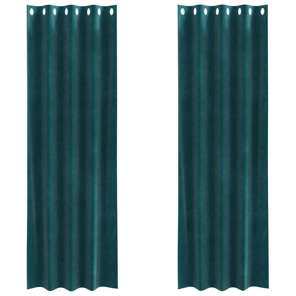 Rideaux occultants 2 pcs Vert foncé 140 x 225 cm Velours