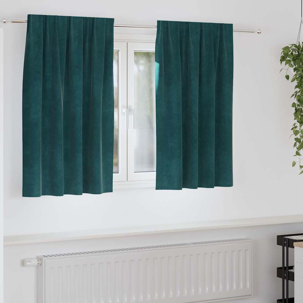 Curtains with Curtains 2 pcs Dark Green 140 x 140 cm Velvet
