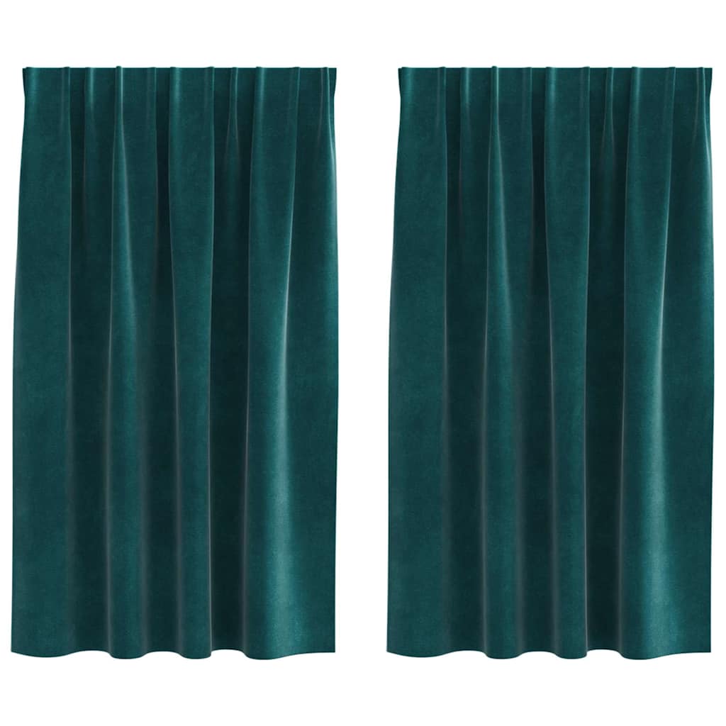 Curtains with Curtains 2 pcs Dark Green 140 x 140 cm Velvet