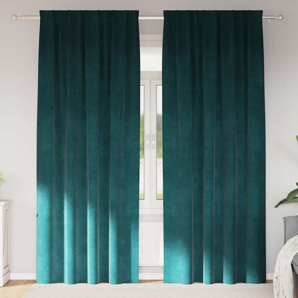 Verdunkelungsvorhänge 2 pcs Dunkelgrün 140 x 225 cm Samt