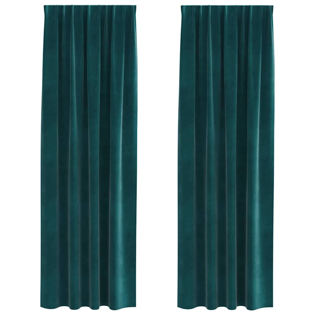 Verdunkelungsvorhänge 2 pcs Dunkelgrün 140 x 225 cm Samt