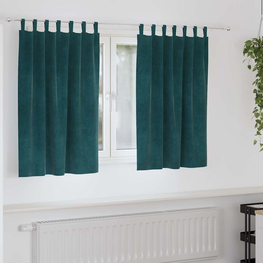Verdunkelungsvorhänge 2 pcs Dunkelgrün 140 x 140 cm Samt