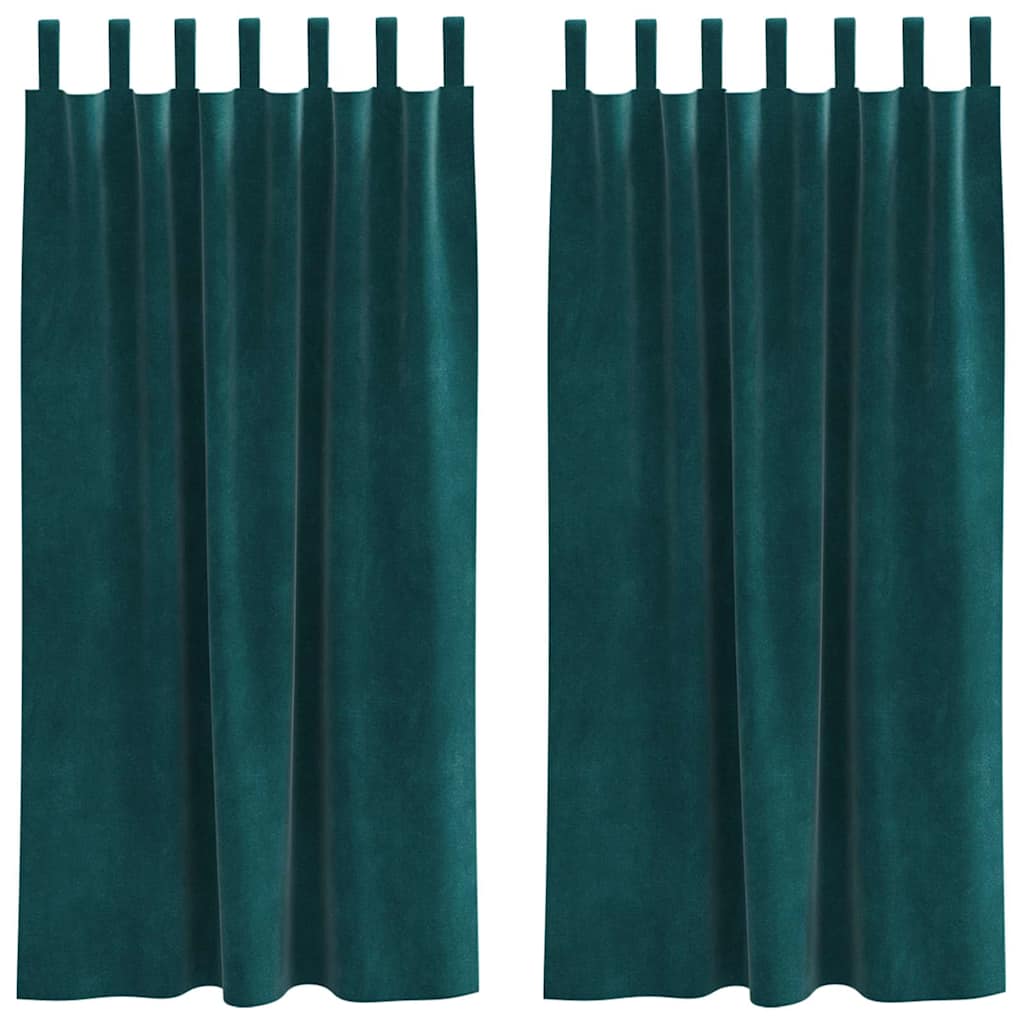 Rideaux occultants 2 pcs Vert foncé 140 x 175 cm Velours