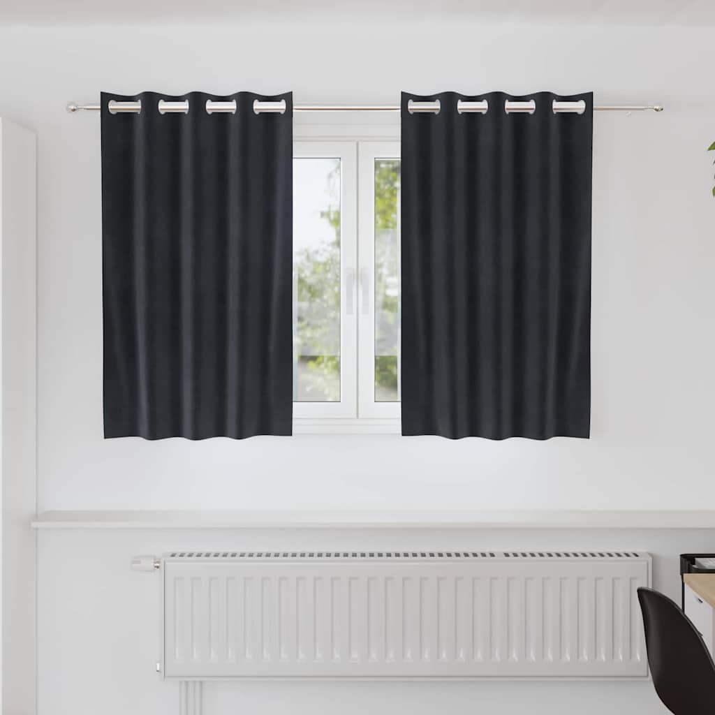 Rideaux occultants 2 pcs Gris foncé 140 x 140 cm Velours