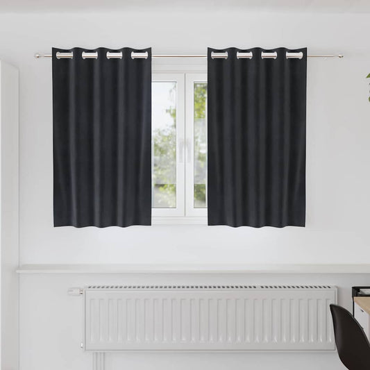 Verdunkelungsvorhänge 2 pcs Dunkelgrau 140 x 140 cm Samt