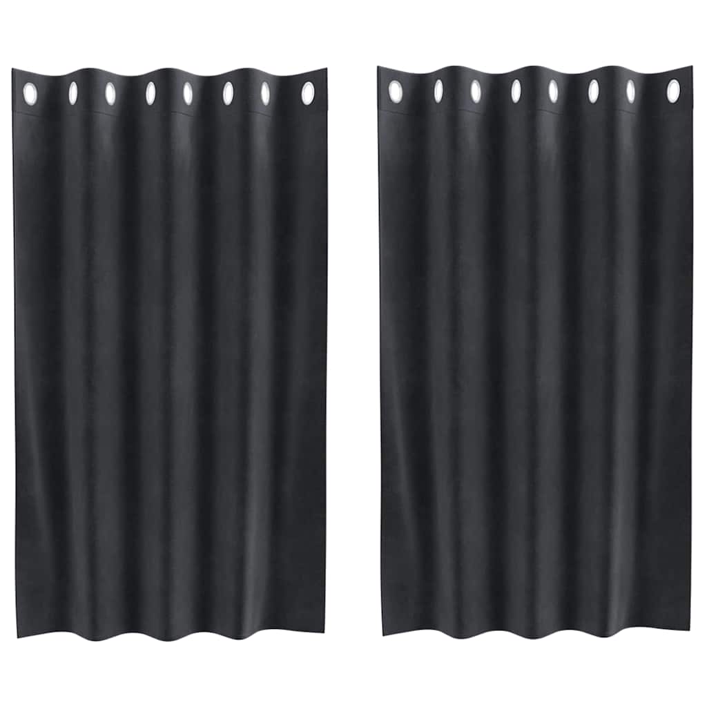 Rideaux occultants 2 pcs Gris foncé 140 x 140 cm Velours