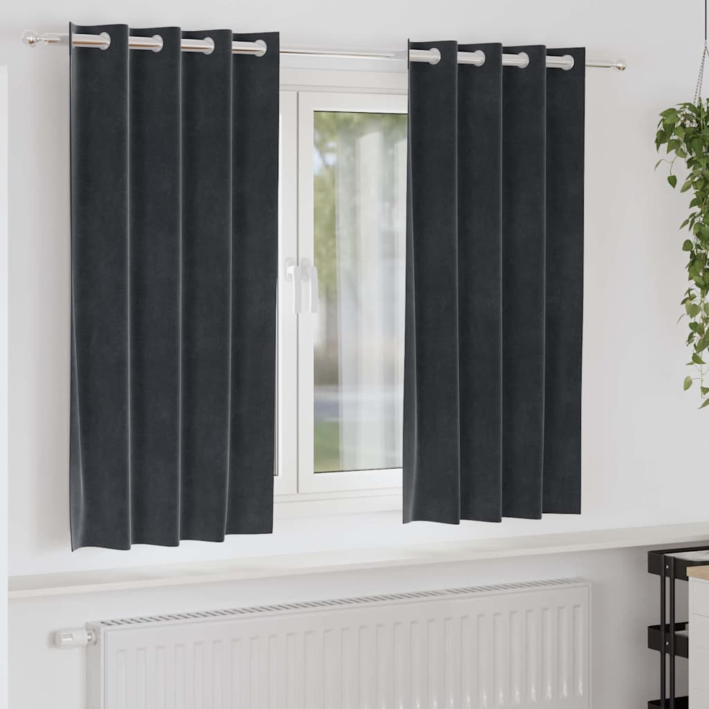 Blackout Curtains 2 Pcs Dark Gray 140 x 175 cm Velvet