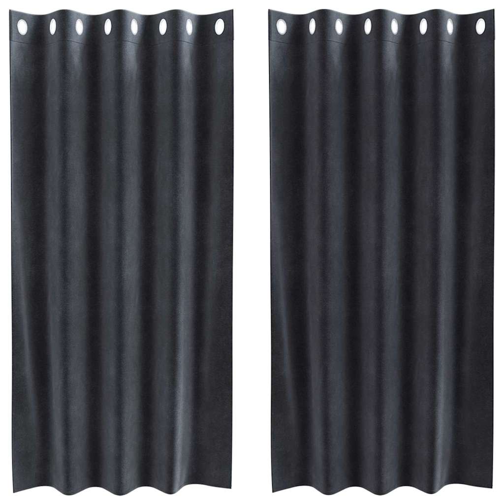 Blackout Curtains 2 Pcs Dark Gray 140 x 175 cm Velvet